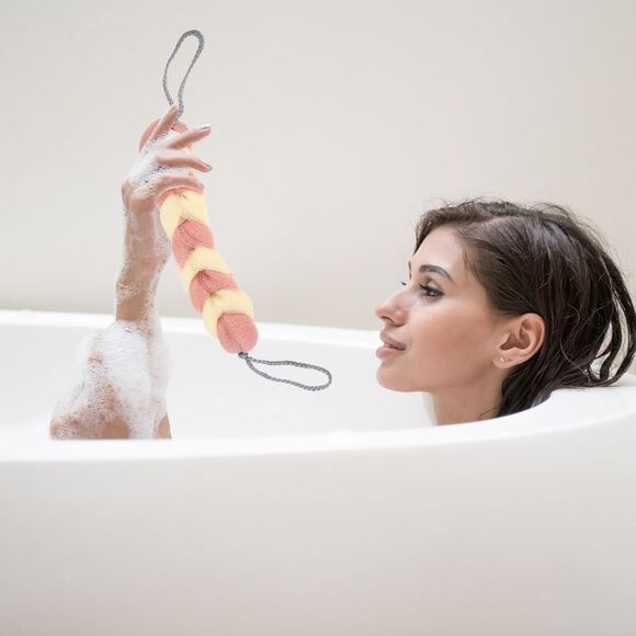 3 Pcs Long Stretch Sponge with Rope Handles for Shower 11.81"x1.97" 3 colors - Picture 2 of 6